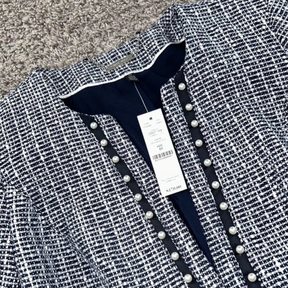 White House black market size 10 skirt suit blue Pearl ecru tweed skirt blazer - Picture 11 of 13